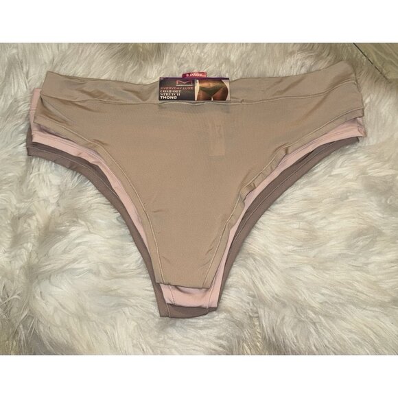 3 Pack Maidenform Everyday Luxe Comfort Stretch Thong Panties Womens 2XL DM3TTH - Picture 1 of 4